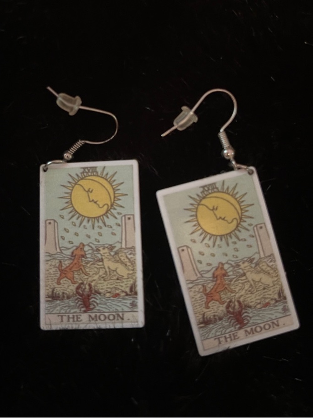 Tarot 'The Moon' Dangle Earrings - Yellow & Light Blue